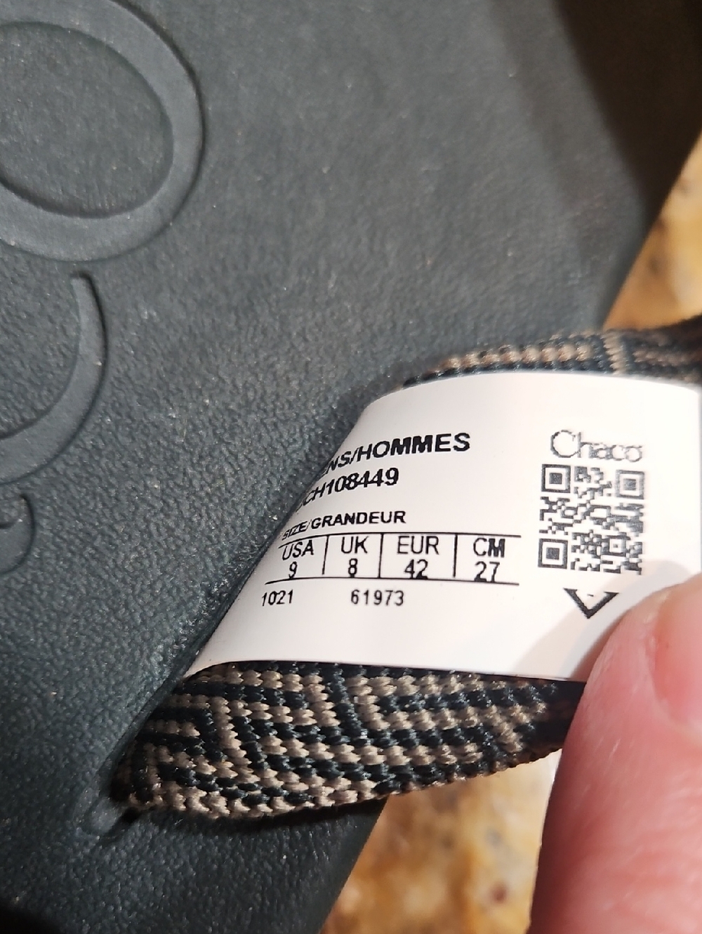 Chaco Gray Sandals with Brown Patterned Straps - Picture 2 of 5